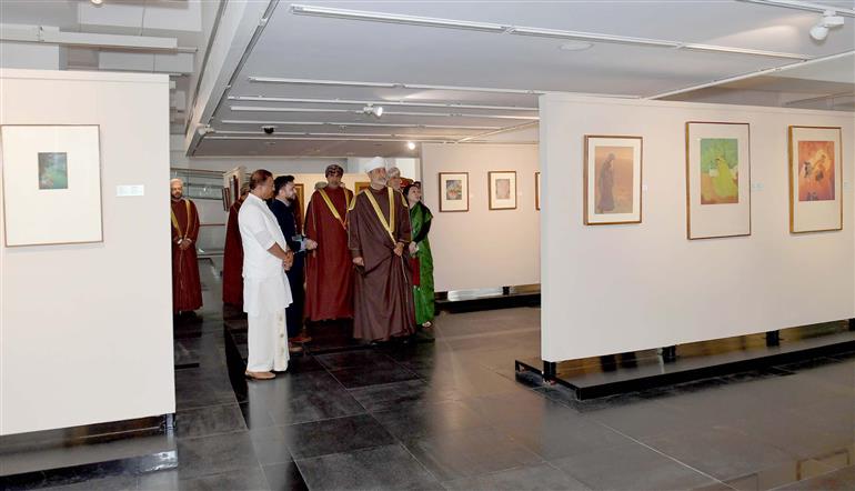 The Sultan of Oman, Majesty Haitham Bin Tarik visits at National Gallery of Modern Art (NGMA), in New Delhi on December 16, 2023.