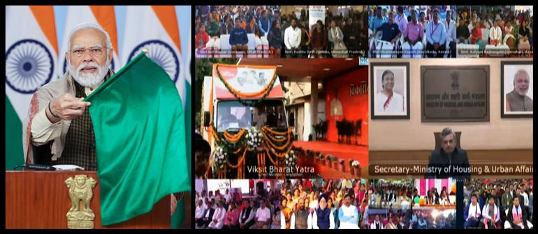 प्रधानमंत्री श्री नरेन्द्र मोदी ने 16 दिसंबर, 2023 को वीडियो कॉन्फ्रेंसिंग के माध्यम से पांच राज्यों में विकसित भारत संकल्प यात्रा को हरी झंडी दिखाई।