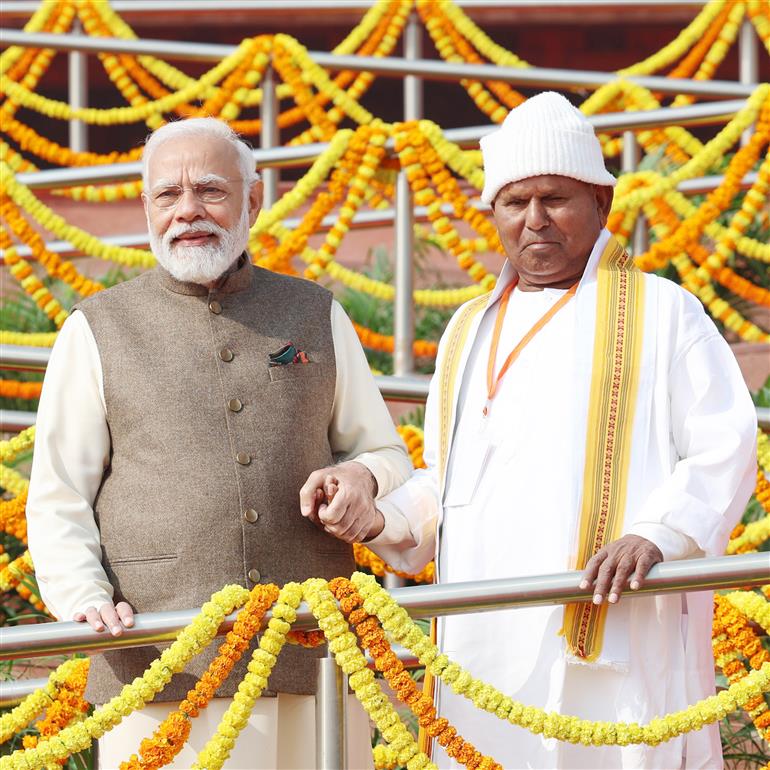 PM visits SwarVed Mahamandir at Varanasi, in Uttar Pradesh on December 18, 2023.