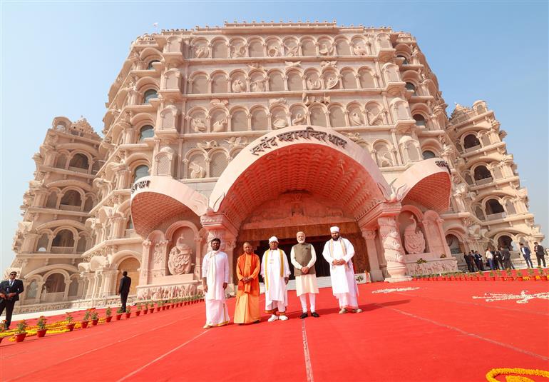 PM visits SwarVed Mahamandir at Varanasi, in Uttar Pradesh on December 18, 2023.