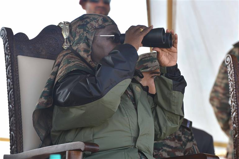 The President of India, Smt Droupadi Murmu witnessed the Integrated Fire Power exercise conducted by Indian Army at Pokhran, in Rajasthan on December 23, 2023.