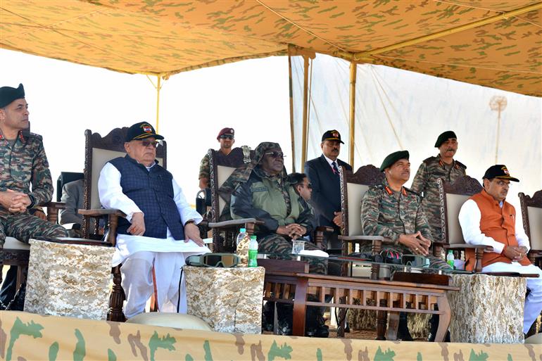 The President of India, Smt Droupadi Murmu witnessed the Integrated Fire Power exercise conducted by Indian Army at Pokhran, in Rajasthan on December 23, 2023.
