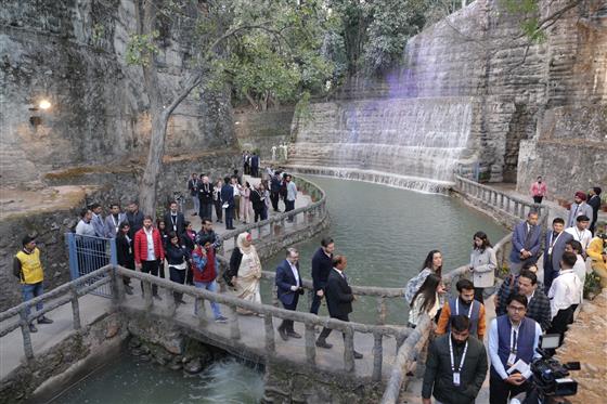 Delegates enjoying the views of the Rock Garden in Chandigarh
