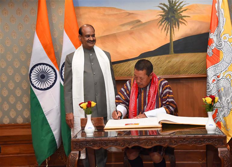 The Speaker, Lok Sabha, Shri Om Birla meeting with the parliamentary delegation from Bhutan led by the Speaker Wangchuk Namgyel, in New Delhi on February 6, 2023.