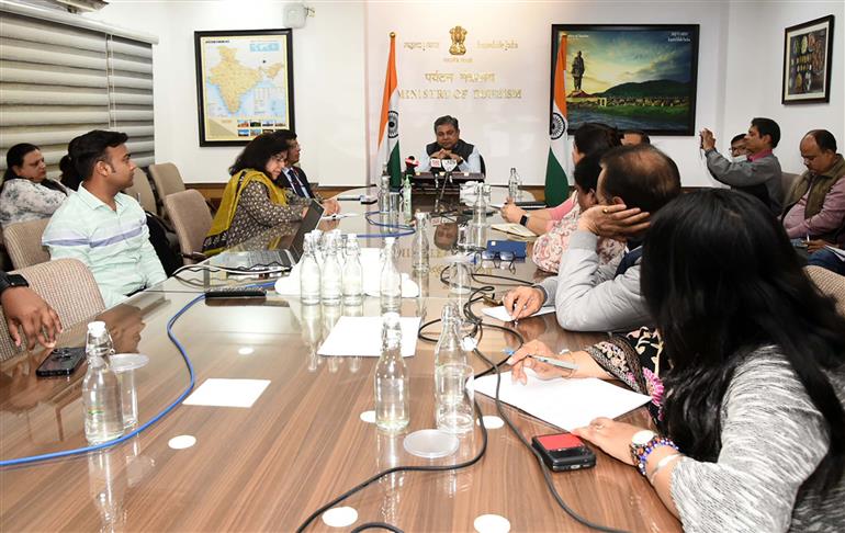 The Secretary, Ministry of Tourism, Mr. Arvind Singh briefing the media on first G-20 Tourism Working Group meeting, in New Delhi on February 11, 2023.