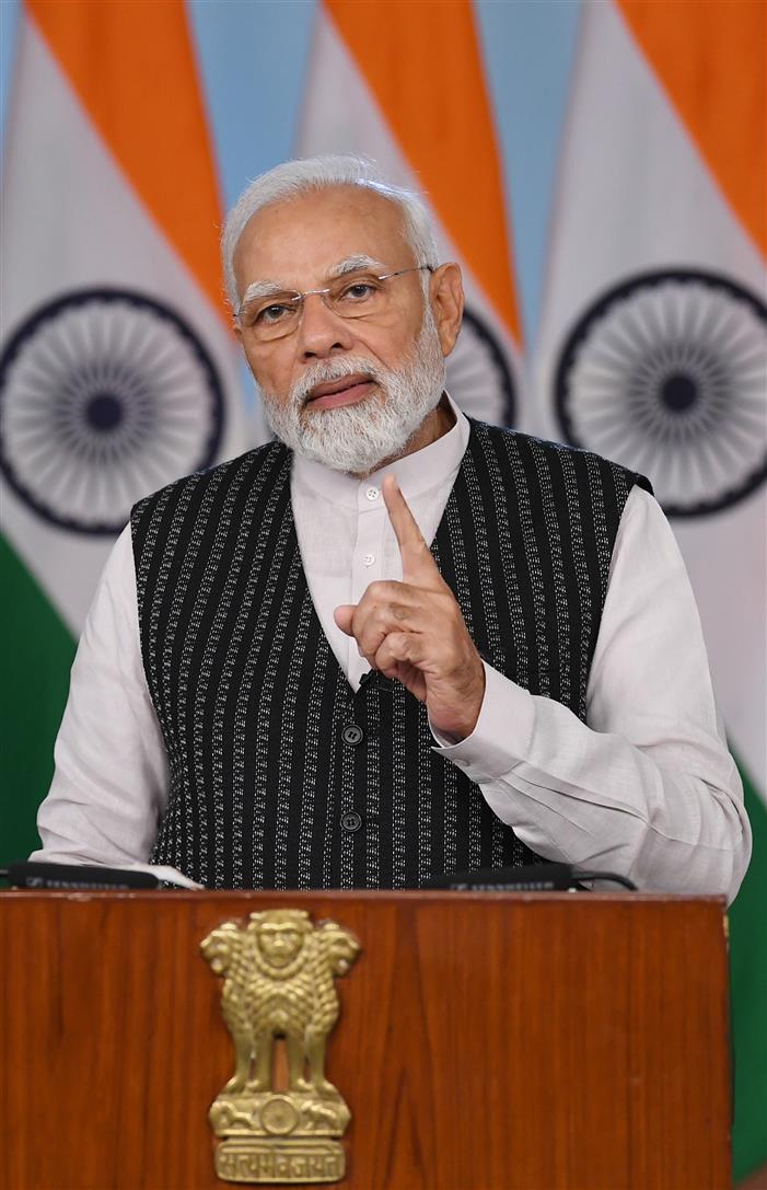 PM addresses the post-budget webinar on ‘Green Growth’ via video conferencing on February 23, 2023.