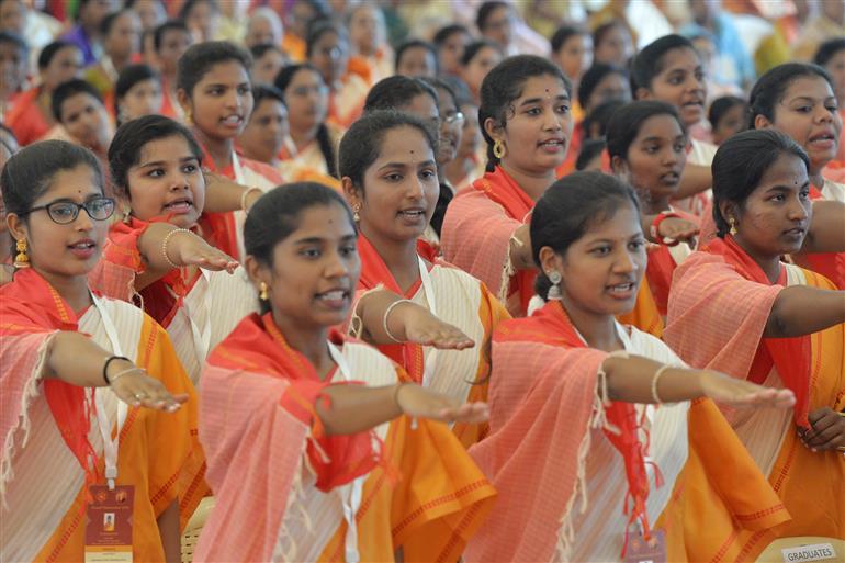 Glimpse of the 2nd convocation of Sri Sathya Sai University for Human Excellence at Muddenahalli, in Karnataka on July 03, 2023. The President of India, Smt Droupadi Murmu present on the occasion.