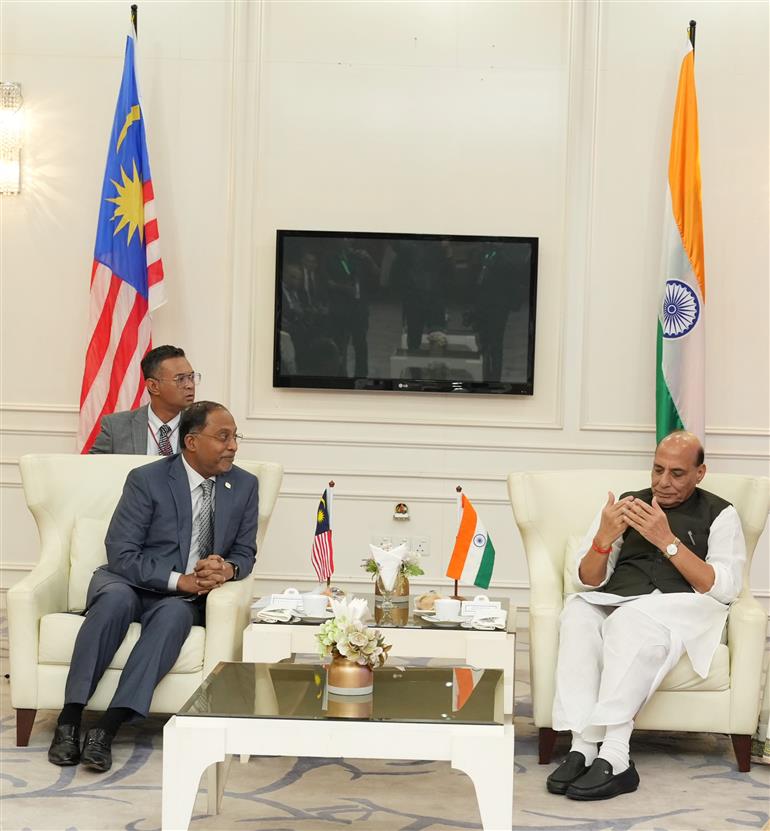 The Union Minister for Defence, Shri Rajnath Singh meets the Foreign Minister of Malaysia Dato’ Seri Diraja Dr Zambry Abd Kadir at Kuala Lumpur, in Malaysia on July 10, 2023.