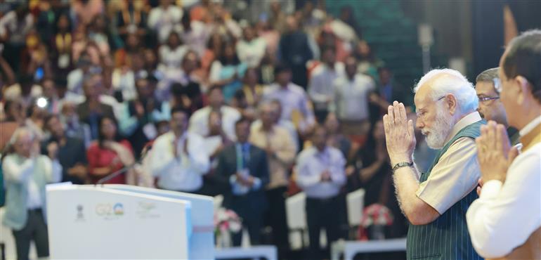 PM at the inauguration of Akhil Bhartiya Shiksha Samagam at Bharat Mandapam, in New Delhi on July 29, 2023.