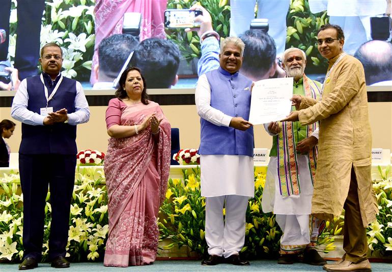 The Union Minister for Environment, Forest & Climate Change, Labour & Employment, Shri Bhupender Yadav and the Minister of State for Consumer Affairs, Food & Public Distribution, Environment, Forest and Climate Change, Shri Ashwini Kumar Choubey attend at World Environment Day celebrations, in New Delhi on June 05, 2023.