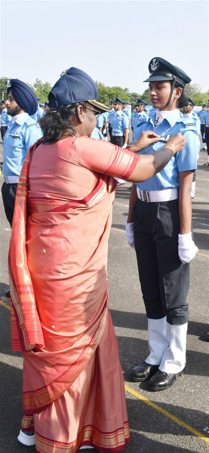 The President of India, Smt Droupadi Murmu reviews the Combined Graduation Parade at Air Force Academy at Dundigal, in Hyderabad on June 17, 2023.