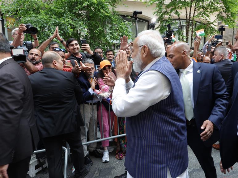 PM being welcomed by Indian diaspora in New York, USA on June 20, 2023.