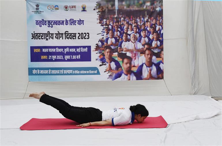 Glimpses of International Yoga Day 2023 organized by Ministry of Fisheries, Animal Husbandry & Dairying at Krishi Bhavan, in New Delhi on June 21, 2023.:Ministry of Fisheries, Animal Husbandry & Dairying