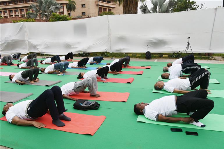 Glimpses of International Yoga Day 2023 organized by Ministry of Fisheries, Animal Husbandry & Dairying at Krishi Bhavan, in New Delhi on June 21, 2023.:Ministry of Fisheries, Animal Husbandry & Dairying