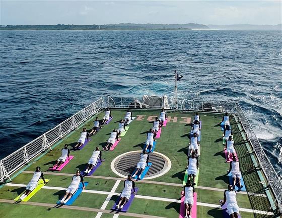 Glimpses of Indian Coast Guard organising Coastal Ring of Yoga all along the Indian coastline to mark International Day of Yoga on June 21, 2023.:Ministry of Defence