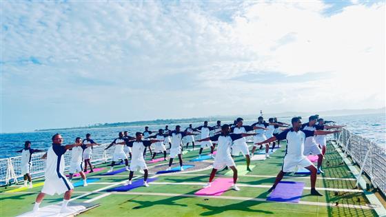 Glimpses of Indian Coast Guard organising Coastal Ring of Yoga all along the Indian coastline to mark International Day of Yoga on June 21, 2023.:Ministry of Defence