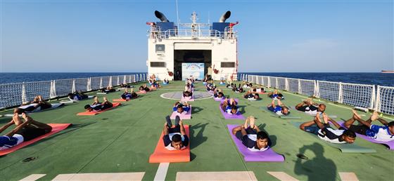 Glimpses of Indian Coast Guard organising Coastal Ring of Yoga all along the Indian coastline to mark International Day of Yoga on June 21, 2023.:Ministry of Defence