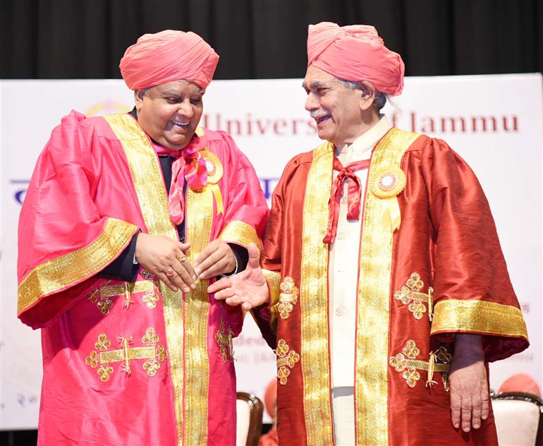 The Vice President, Shri Jagdeep Dhankhar attends the Special Convocation of University of Jammu, in Jammu and Kashmir on June 22, 2023.