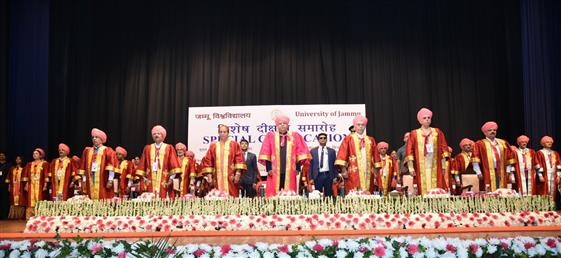 The Vice President, Shri Jagdeep Dhankhar attends the Special Convocation of University of Jammu, in Jammu and Kashmir on June 22, 2023.