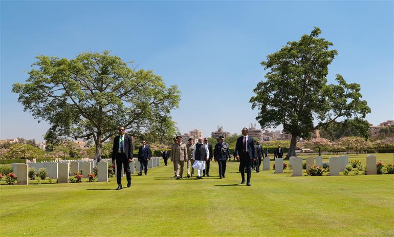 PM visits the Heliopolis War Memorial at Cairo, in Egypt on June 25, 2023.