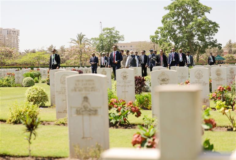 PM visits the Heliopolis War Memorial at Cairo, in Egypt on June 25, 2023.