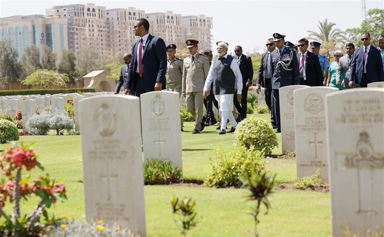 PM visits the Heliopolis War Memorial at Cairo, in Egypt on June 25, 2023.