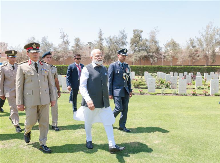 PM visits the Heliopolis War Memorial at Cairo, in Egypt on June 25, 2023.