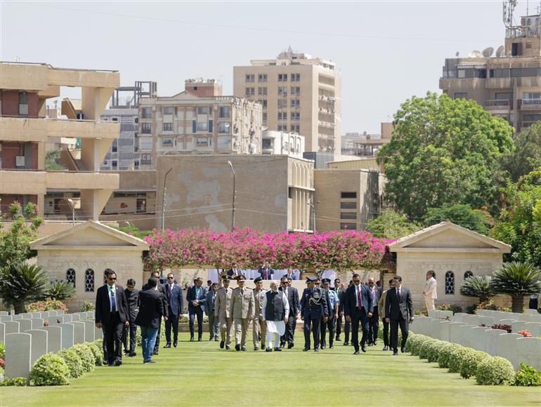 PM visits the Heliopolis War Memorial at Cairo, in Egypt on June 25, 2023.