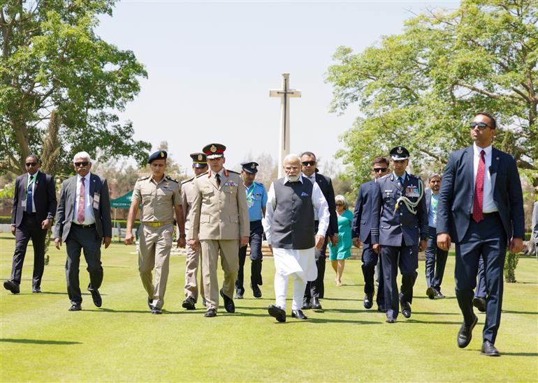 PM visits the Heliopolis War Memorial at Cairo, in Egypt on June 25, 2023.