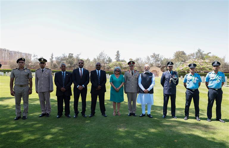 PM visits the Heliopolis War Memorial at Cairo, in Egypt on June 25, 2023.