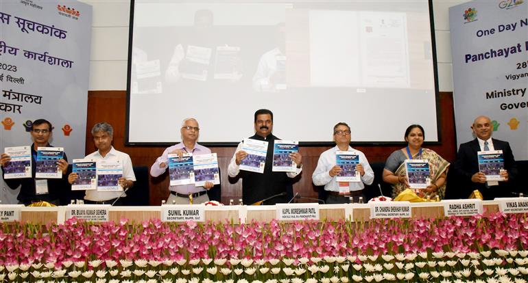 The Minister of State for Panchayati Raj, Shri Kapil Moreshwar Patil attends One Day National Workshop on Panchayat Development Index, in New Delhi on June 28, 2023.