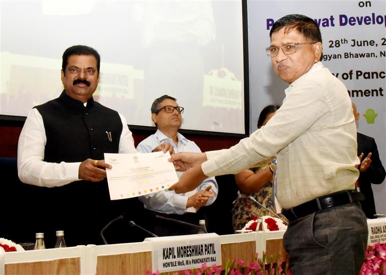 The Minister of State for Panchayati Raj, Shri Kapil Moreshwar Patil attends One Day National Workshop on Panchayat Development Index, in New Delhi on June 28, 2023.