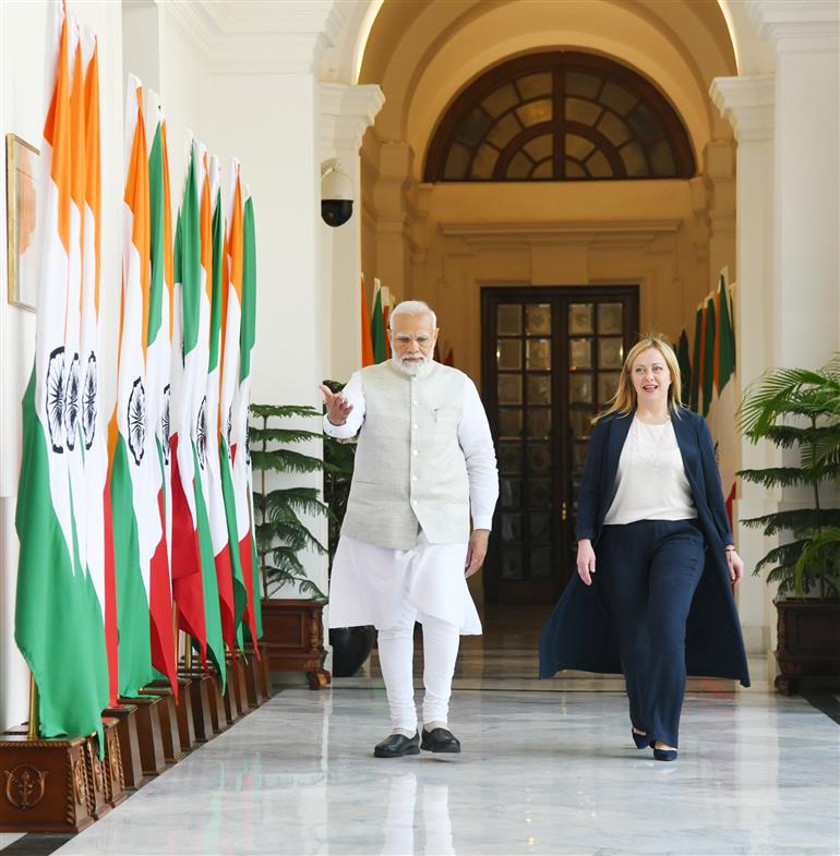 PM meets the Italian Prime Minister, Ms. Giorgia Meloni, in New Delhi on March 2, 2023.