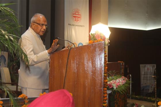 The Governor, Punjab & Administrator, UT, Chandigarh, Shri Banwari Lal Purohit addressing the inaugural session of Youth 20 Consultation PU G20 Youth International Seminar at Panjab University, in Chandigarh on March 4, 2023.