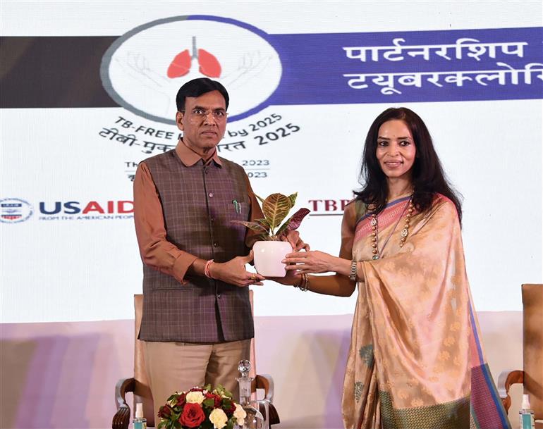 The Union Minister for Health & Family Welfare, Chemicals and Fertilizers, Shri Mansukh Mandaviya attends the Partnership for Action against Tuberculosis (PAcT) on the occasion of TB-FREE INDIA by 2025, in New Delhi on March 16, 2023.