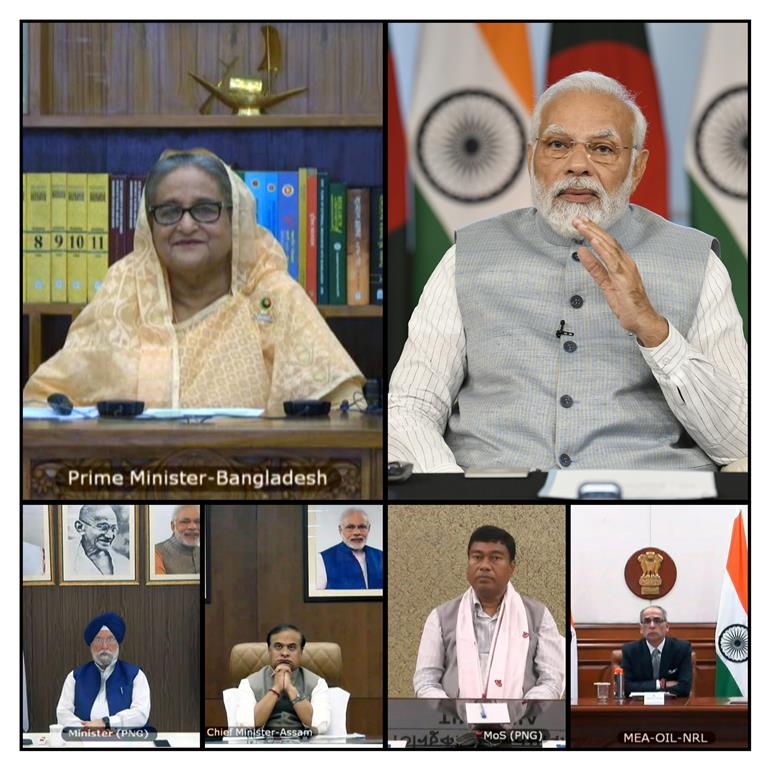 PM and the Bangladesh Prime Minister, Smt. Sheikh Hasina jointly inaugurates the India-Bangladesh Friendship Pipeline (IBFP) from Siliguri (India) to Parbatipur (Bangladesh) via video conferencing on March 18, 2023.