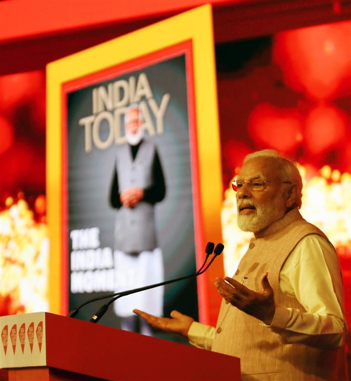 PM addressing the gathering at the India Today Conclave, in New Delhi on March 18, 2023.