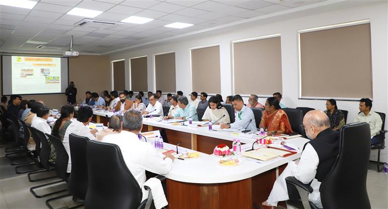 The Union Minister for Home Affairs and Cooperation, Shri Amit Shah presided over the meeting of the DISHA at Gandhinagar in, Gujarat on March 18, 2023.