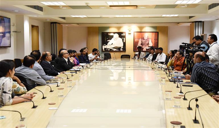 Dr Chintan Vaishnav, Mission Director Atal Innovation Mission, NITI Aayog at the launch of the Stories of Change for Promoting Grassroots Innovations, in New Delhi on March 21, 2023.