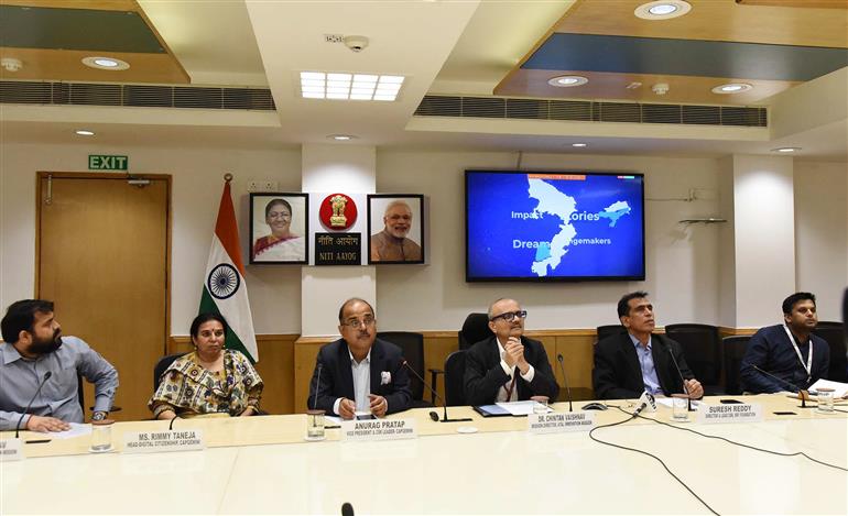 Dr Chintan Vaishnav, Mission Director Atal Innovation Mission, NITI Aayog at the launch of the Stories of Change for Promoting Grassroots Innovations, in New Delhi on March 21, 2023.