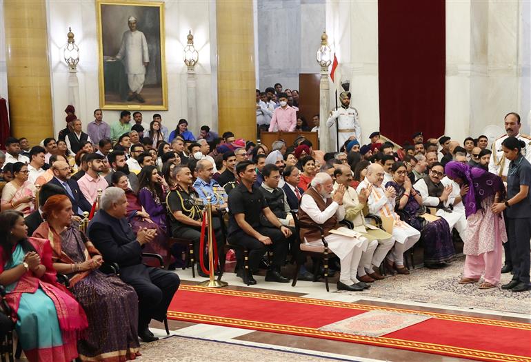 PM attends the Civil Investiture Ceremony-I at Rashtrapati Bhavan, in New Delhi on March 22, 2023.