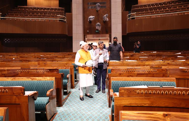 PM visits new Parliament House, in New Delhi on March 30, 2023.