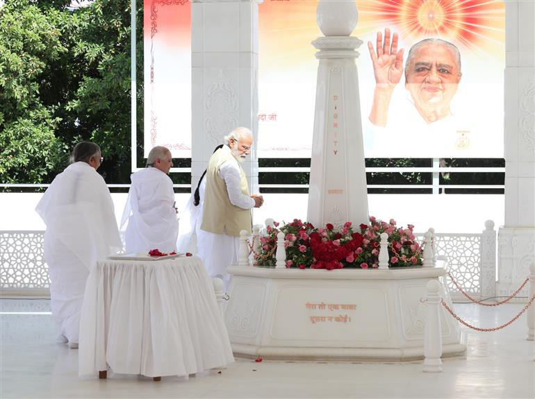 PM at the Shantivan Complex of Brahma Kumaris at Abu Road, in Rajasthan on May 10, 2023. 