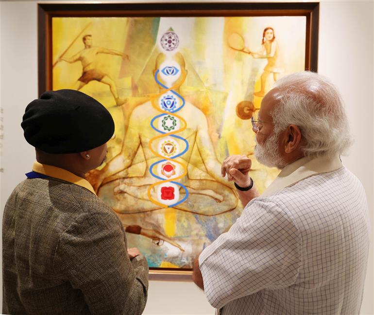 PM visits Jana Shakti exhibition at NGMA, in New Delhi on May 14, 2023.