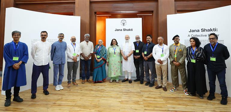 PM visits Jana Shakti exhibition at NGMA, in New Delhi on May 14, 2023.