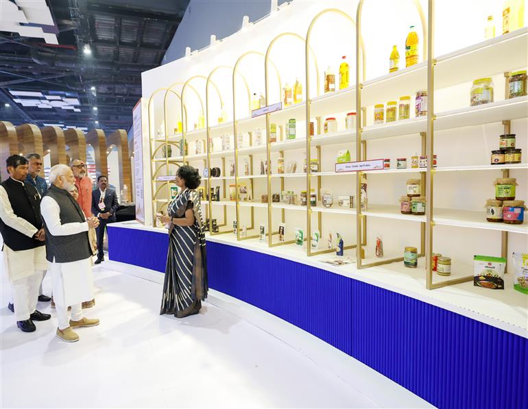 PM visits an Exhibition at World Food India 2023 event at Bharat Mandapam, in Pragati Maidan, New Delhi on November 03, 2023.