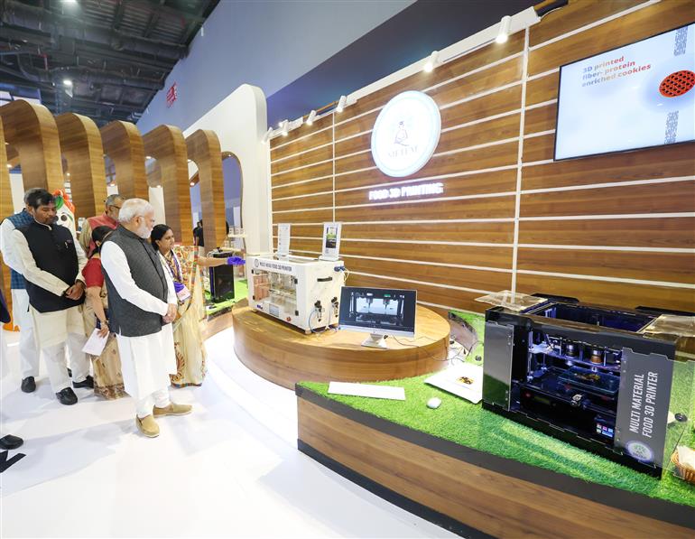 PM visits an Exhibition at World Food India 2023 event at Bharat Mandapam, in Pragati Maidan, New Delhi on November 03, 2023.