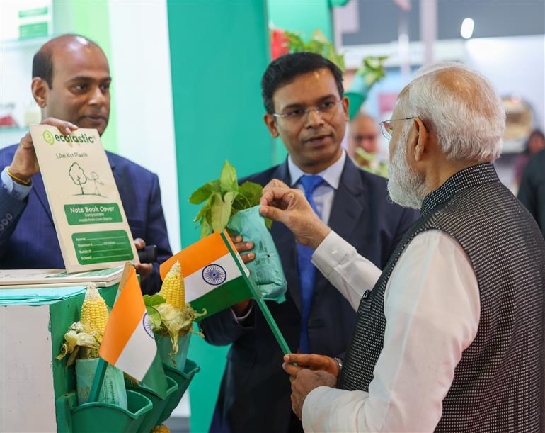 PM visits an Exhibition at World Food India 2023 event at Bharat Mandapam, in Pragati Maidan, New Delhi on November 03, 2023.