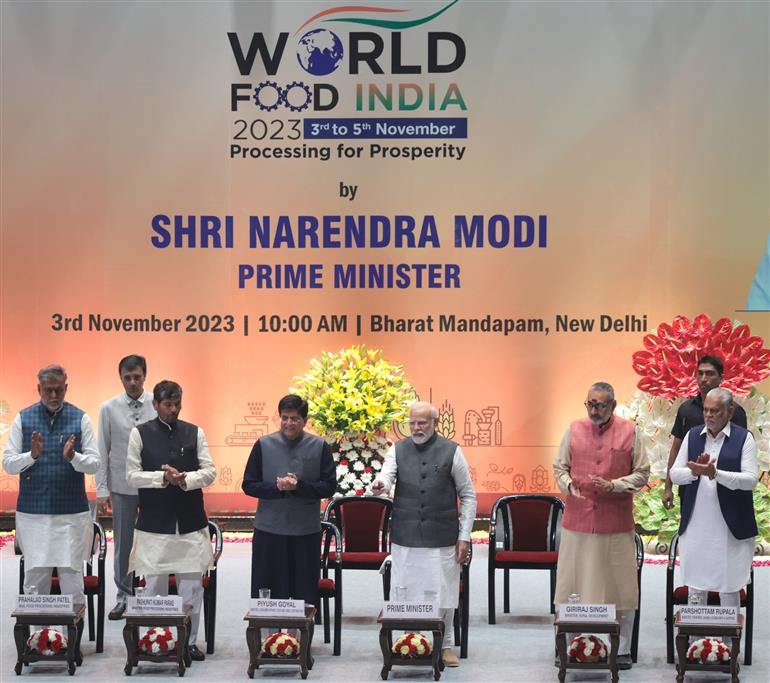 PM inaugurates the second edition of the Mega food event ‘World Food India 2023’ at Bharat Mandapam, in Pragati Maidan, New Delhi on November 03, 2023.
