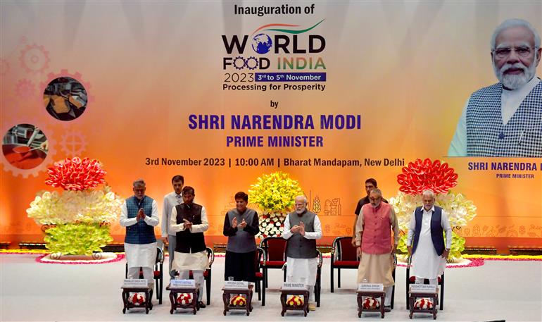 PM inaugurates the second edition of the Mega food event ‘World Food India 2023’ at Bharat Mandapam, in Pragati Maidan, New Delhi on November 03, 2023.